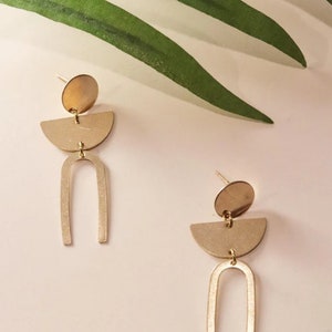 Modern Minimalist Brass Arc | Statement Earrings | Lightweight | Gift for Her | Best Seller