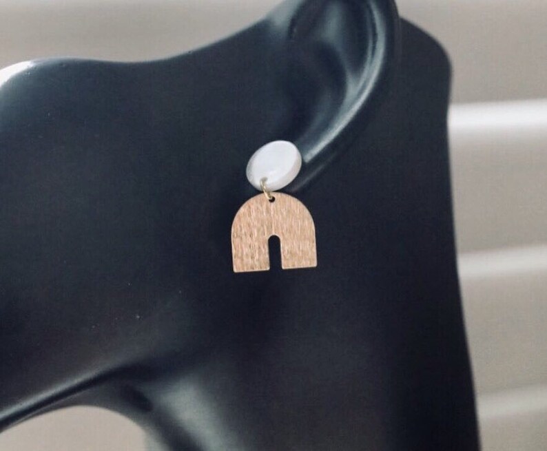 Gold Mini Arch Statement Earrings Geometric Minimalist Studs U Shaped Wishbone Earrings Small Brass Arc Earrings