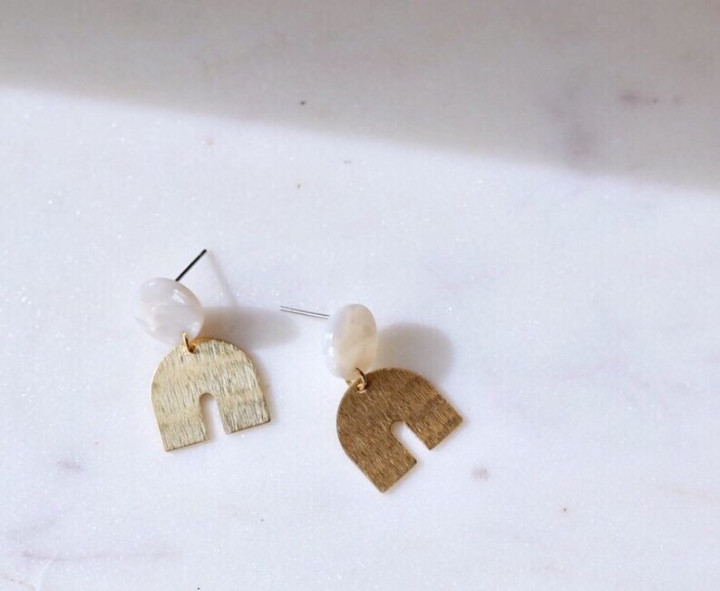 Gold Mini Arch Statement Earrings Geometric Minimalist Studs U Shaped Wishbone Earrings Small Brass Arc Earrings