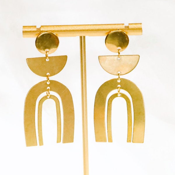 Brass Arch Earrings Etsy