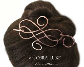 Celtic Hair Stick Barrette, Copper Chignon Bun Holder, Metal Hair Slide Stick Pin, Gift for Women,