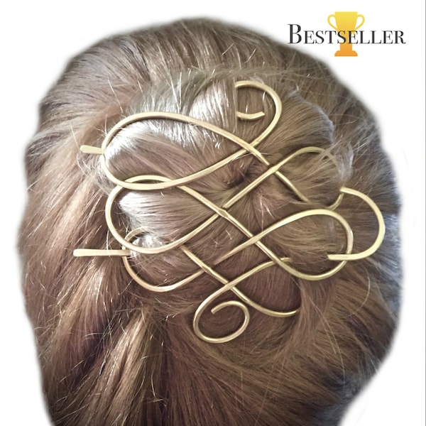 Celtic Hair Bun Holder, Metal Hair Stick Barrette, Hair Fork, Gift for Women,