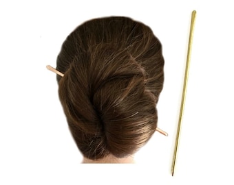 Minimalist Hair Stick, Metal Chignon Bun Holder, Gold Hair Pick, Simple Hair Stick, Long Hair Pin, Metal Hair Slide, Man Bun Holder, Gift