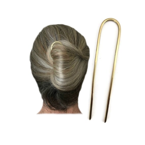 Brass Hair Fork Metal Hair Pin Hair Bun Holder U Shaped Etsy