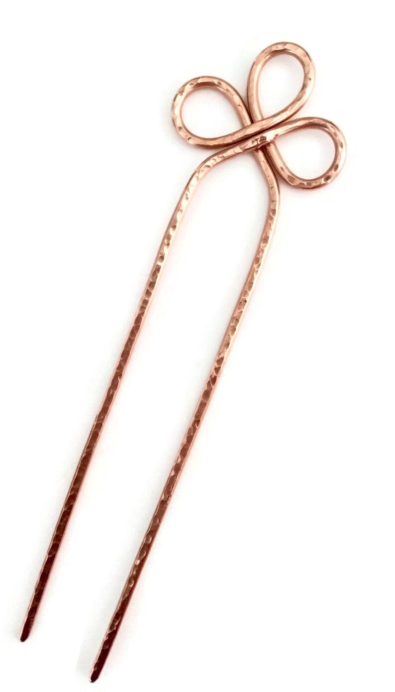 MEDIUM or THICK HAIR Metal Hair Slide Celtic Trinity Hair Stick Boho Indie Hair Pin, Hair Fork Copper Hair Bun Holder