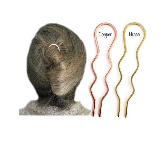 Gold Hair Fork For Medium Thickness Hair Wavy Bun Holder U Etsy