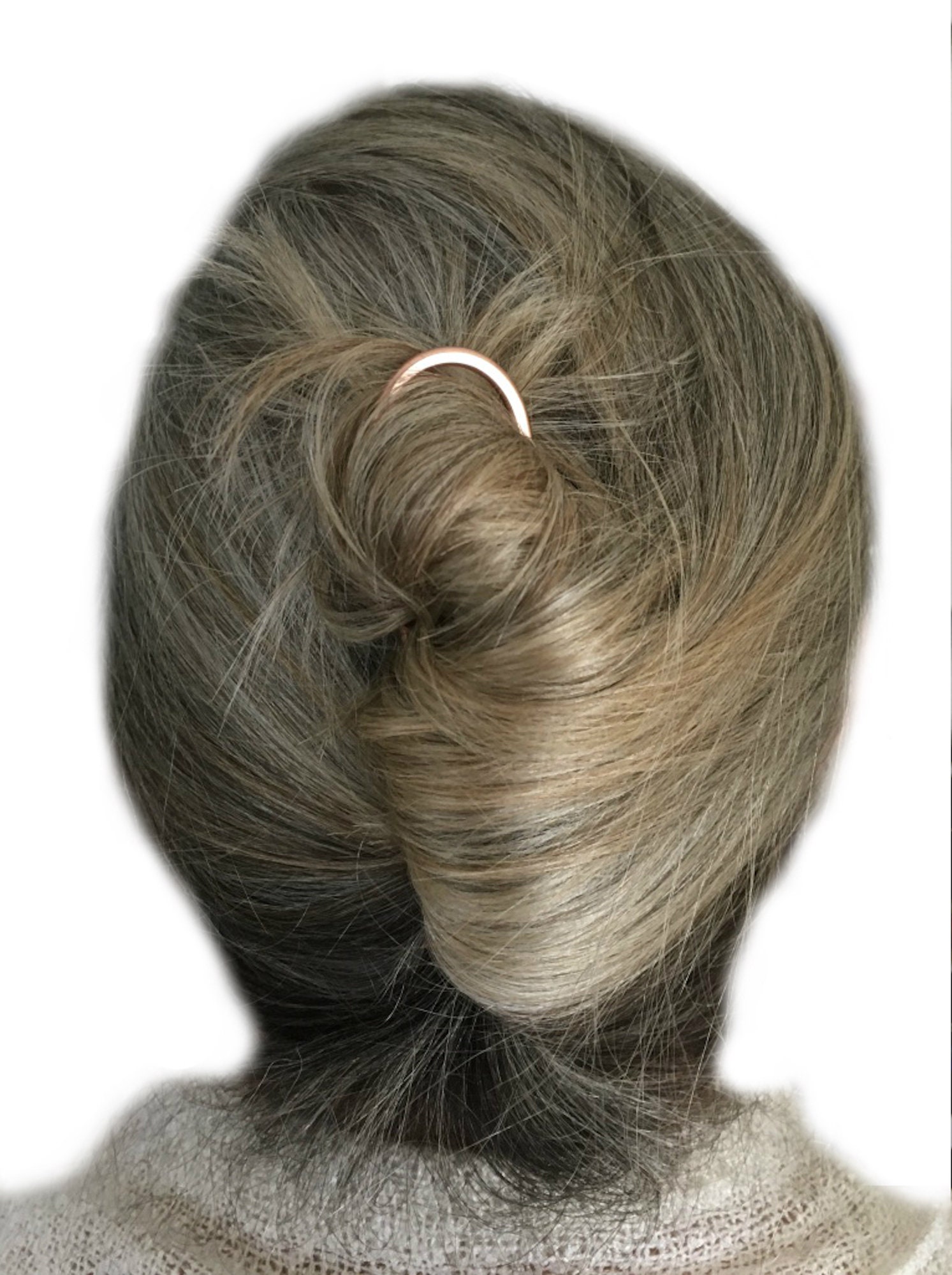 Hair Fork metal U shape boho hair pin, bun holder,hammered and polished  brass, 5'' long 1'' wide hair comb,Horseshoe Hair Pin