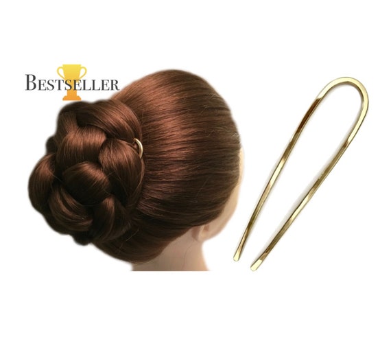 Brass Hair Fork Gold Hair Bun Holder U Shaped Hair Pin Gold Etsy