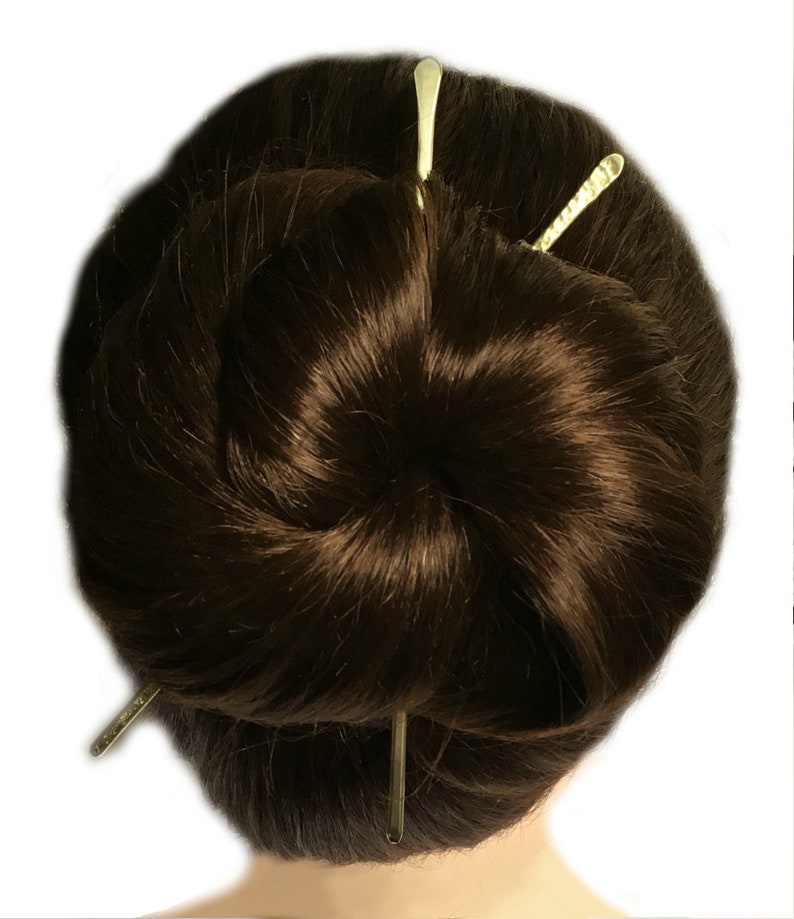 Metal Hair Slide Long Hair Pin Metal Hair Bun Holder 2 Brass Hair Sticks Minimalist Hair Jewellery Gold Hair Pins