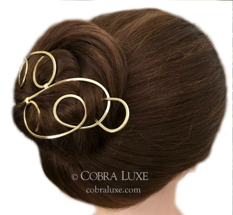 Elegant Hair Bun Holder Brass Hair Barrette Gold Hair Fork Etsy