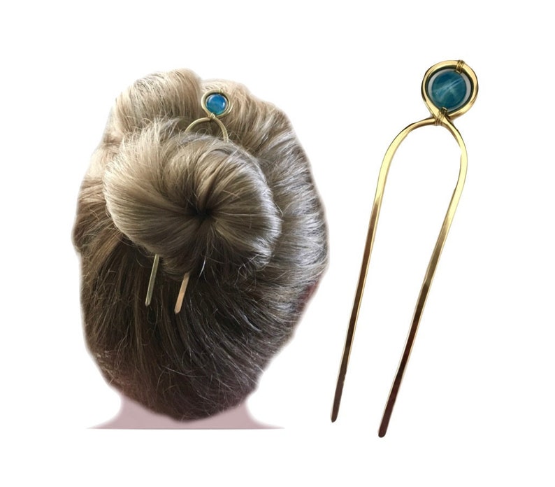 Decorative Hair Pin Gemstone Hair Fork For Medium And Thick Etsy
