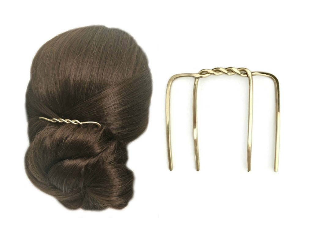 Brass Twist Hair Fork Four 4 Prong Hair Comb Large Hair Pin Etsy