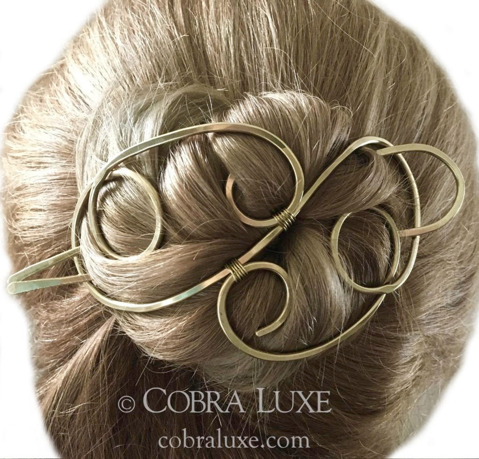 Elegant Hair Bun Holder Brass Hair Barrette Gold Hair Fork Etsy