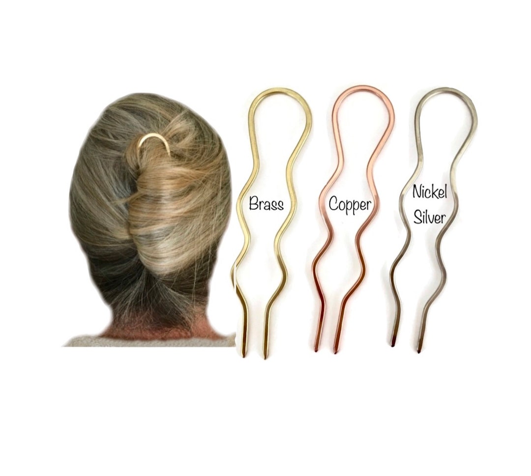 Wavy Hair Fork, Metal Hair Bun Holder for FINE HAIR, U Shaped Hair Pin