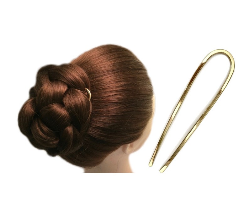 Brass Hair Fork 4 Chignon Bun Holder U Shaped Hair Etsy