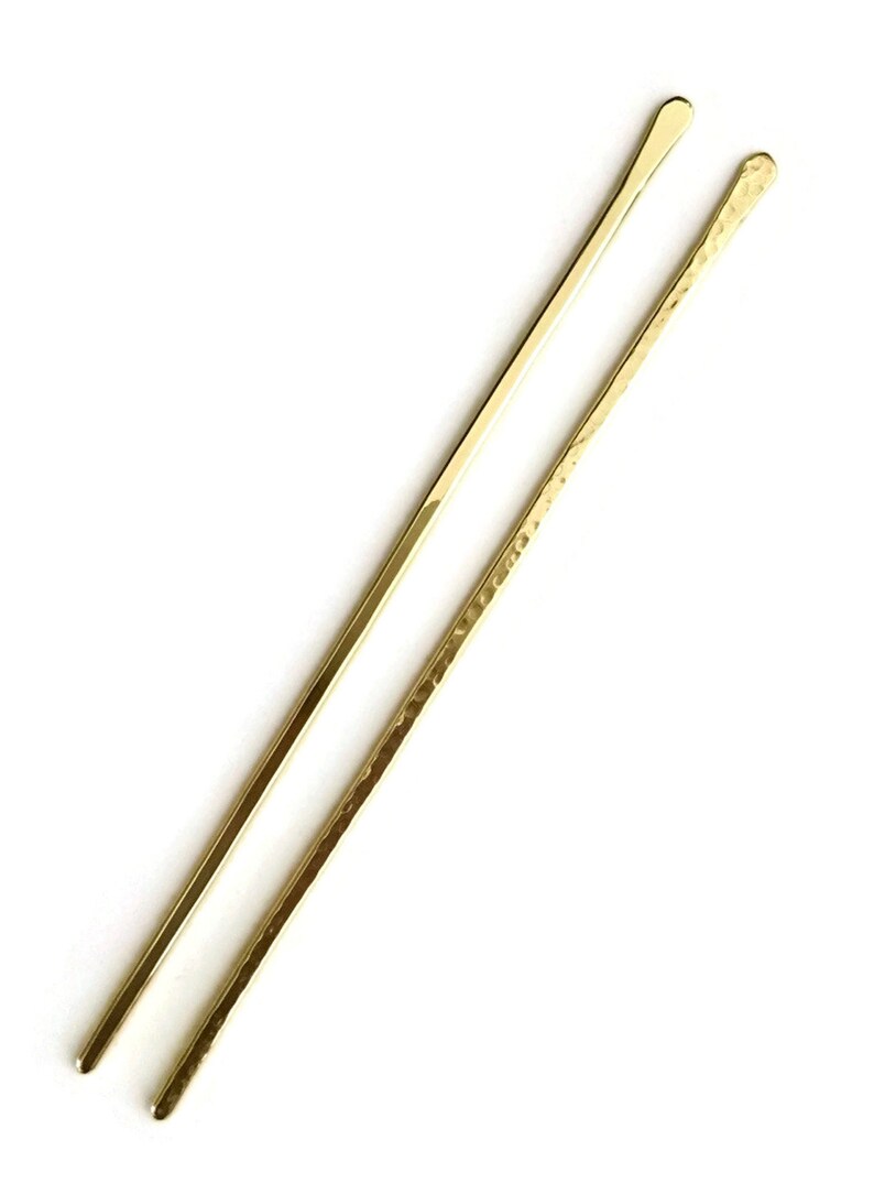 Metal Hair Slide Long Hair Pin Metal Hair Bun Holder 2 Brass Hair Sticks Minimalist Hair Jewellery Gold Hair Pins