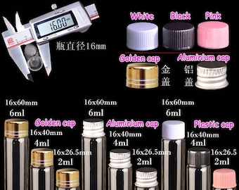 10pcs diámetro 16 m m del tubo tornillo cuello botellas con los casquillos de plástico, aluminio, oro, Volume(6.0ML,4.00ML,2.0ML) varios, frascos de bricolaje que deseen