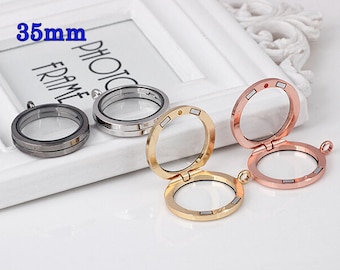 35mm Round Floating Locket Pendant,Fashion Magnet Closure Locket ,Floating Glass Locket ,Memory locket ,Personalized Glass Locket ,4 colors