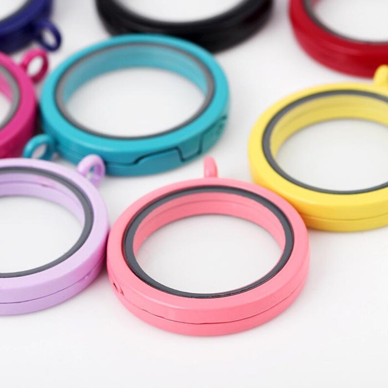 30mm Colorized Floating Locket PendantRound Closure Etsy