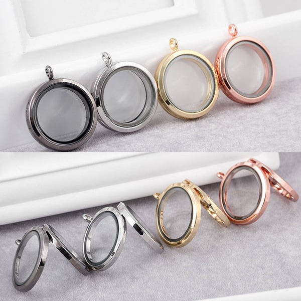 30mm Round Magnet Magnetic Glass Photo Memory Glass Living Floating Locket Pendant  Locket ,Magnet Necklace Closure Locket Shadow Box Locket