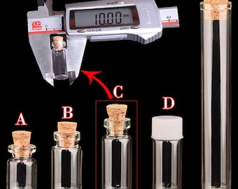 10PCS Diameter 10MM Mini Glass Bottles Tube,Various Volume（0.5ML,0.8ML,1.0ML,4.0ML）With Cork eye hook,Plastic Screw caps,Wishing DIY bottle