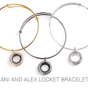 Round Floating Locket Bracelet With Rhinestones , Living Locket , Magnet Glass Bracelet Locket , Memory photo locket , Opening Bangle Locket