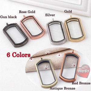 51x28mm Rectangle Shaped Floating Glass Locket ,Floating Locket Pendant ,Magnet Closure Silver Locket ,Memory locket,6 Colors ,living locket