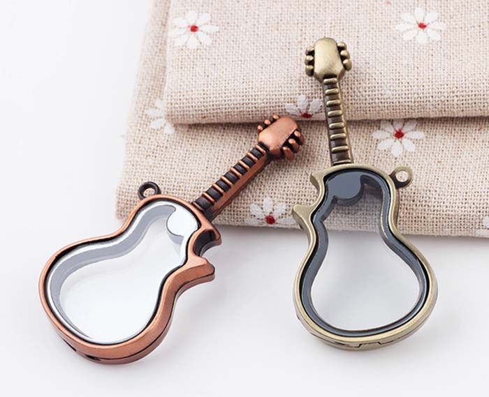 68x30mm Guitar Shaped Floating Glass Locket floating Locket Etsy