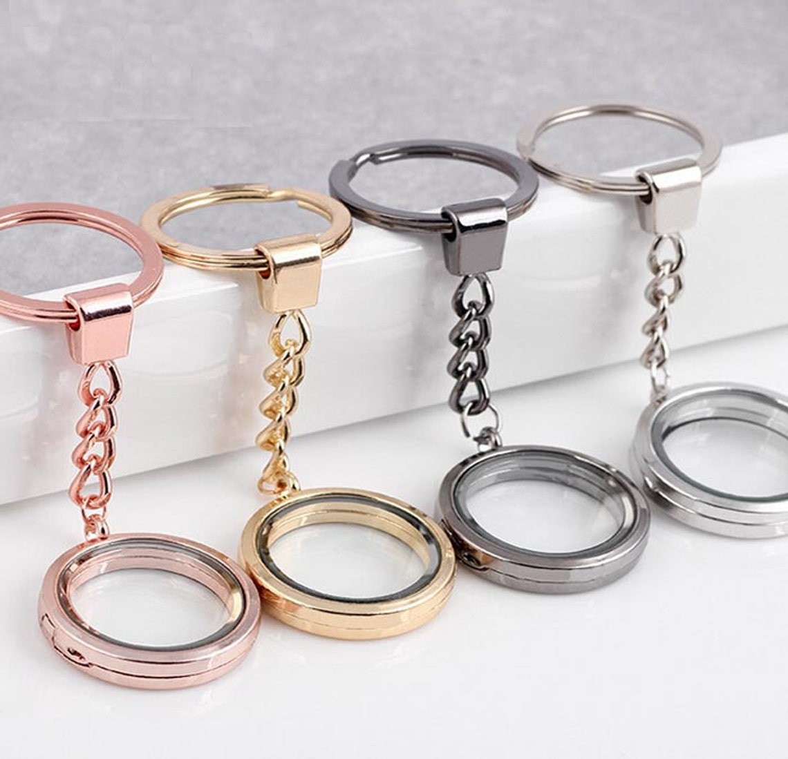 30MM Round Floating Keychain Locket glass Floating Locket Etsy