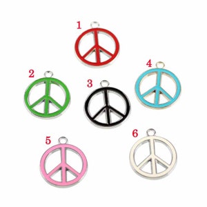 10pcs Peace Shaped Charm,Color Oil Drop Metal DIY Jewelry Rose Gold Alloy Charm,Bracelet/Keychain/Necklace Findings,Enameled charm 25X29mm