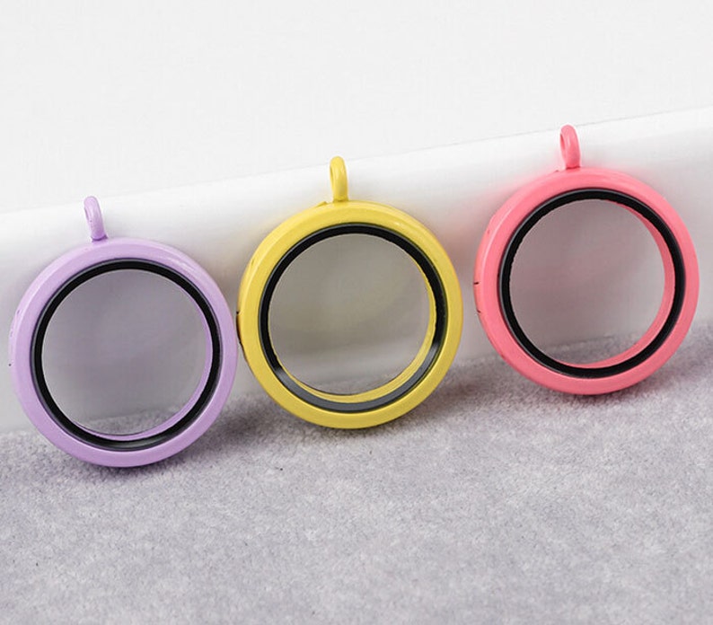 30mm Colorized Floating Locket PendantRound Closure Etsy