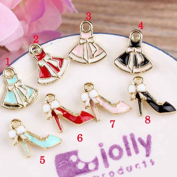 10pcs Skirt & High-heeled Shoes Shaped Charm,color Oil Drop Metal DIY  Jewelry Rose Gold Alloy Charm,bracelet/keychain Finding,enameled Charm -  Etsy