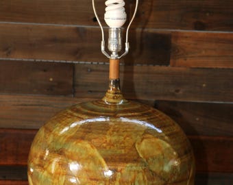 Mid-Century Large Ceramic Drip Glaze Table Lamp, 1960s