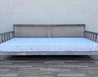 Henry Hall Serene Collection Outdoor Teak Daybed Sofa With Woven Waprolace Back | Premium Patio Lounge