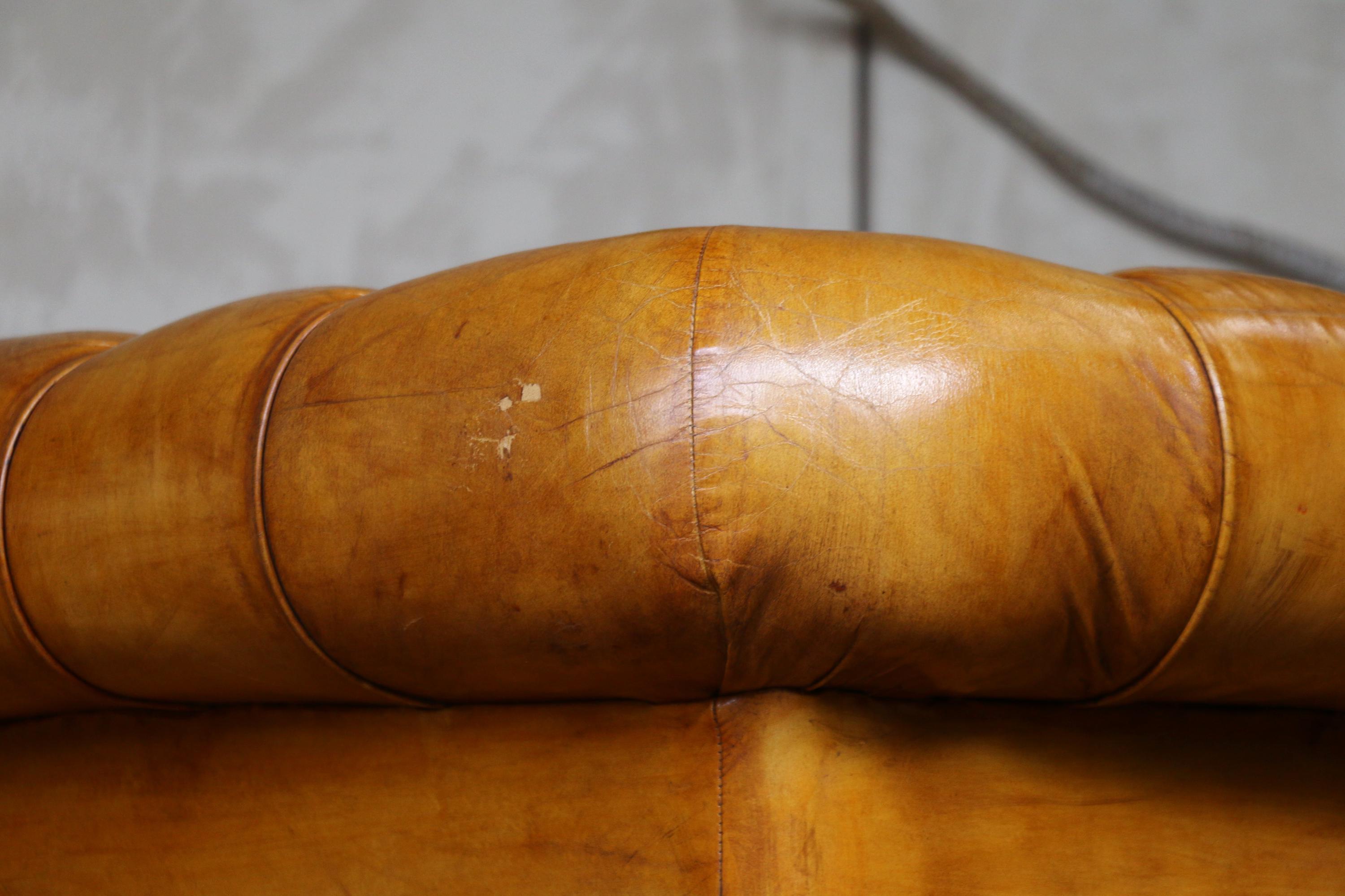Vintage Pair of Brown Honey Leather Chesterfield Club Chairs | English ...