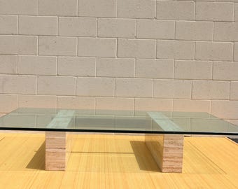 Large Mid-Century Italian Travertine Coffee Table