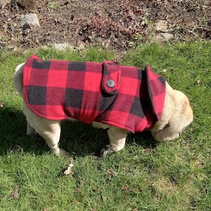 Fleece Dog Coat in Buffalo Plaid