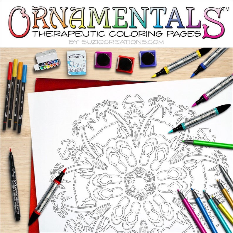 Day at the Beach Mandala Coloring Page Ornamentals 0020 PDF - Etsy