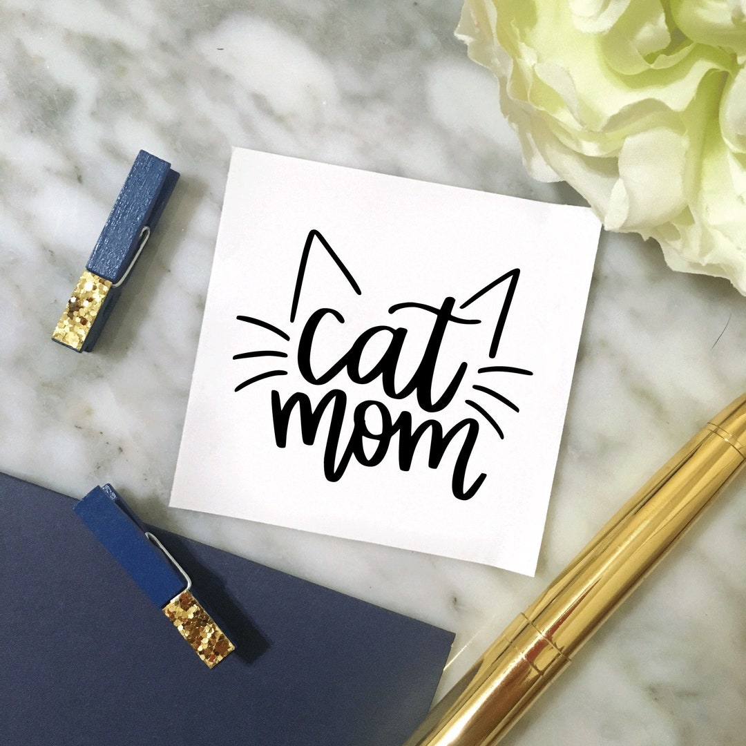 JS Artworks Cat Mom Vinyl Decal Sticker - Gloss Hot Pink, 5x4.1 Inches, Made In USA