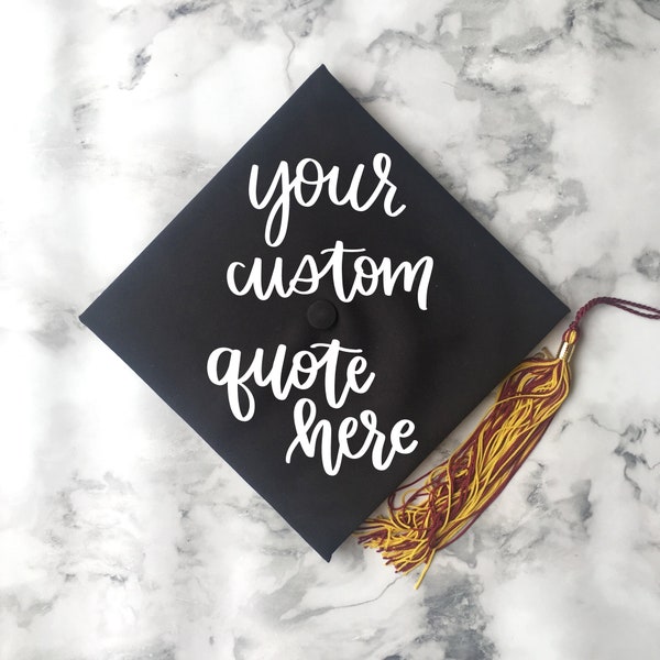 Custom Grad Cap Decal, Custom Grad Cap Lettering, Grad Cap Calligraphy Decal, Custom Calligraphy Grad Cap Decal