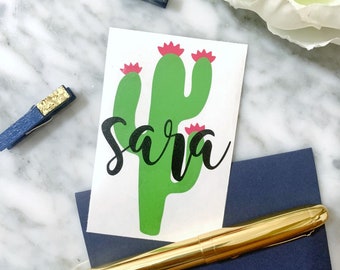 Cactus Decal, Cactus Name Decal, Personalized Cactus Decal, Cactus Monogram, Cactus Vinyl Decal