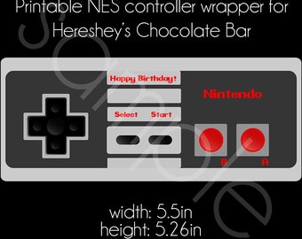 Printable Nintendo NES Controller Hershey's Chocolate Bar Wrapper - Video Game Birthday Party