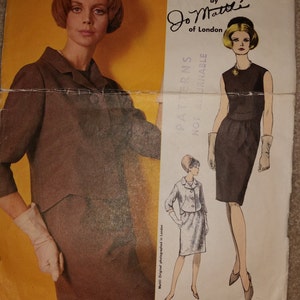 1960s Vintage Vogue Couturier Pattern Jo Mattli (1965) - 1498 - One Piece Dress and Jacket - Size 14 Bust 34