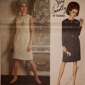1960s Vintage Vogue Couturier Pattern Sybil Connolly (1968) - 1876 - Slim Dress Size 12 Bust 34