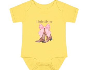 Little Sister cowboylaarzen met roze strik romper | Baby