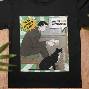 Author and Dad Shirt, What&#39;s Your Superpower, Funny Writing, Writer T-shirt, Author Dad, Author Father&#39;s Day, Vintage, Retro
