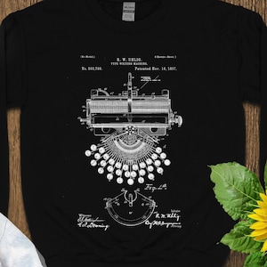 Vintage Typewriter Patent, Funny Writer Shirt, Author Gift Sweatshirt