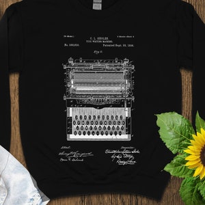 Vintage Typewriter Patent Shirt for Writers, Author Gift Sweatshirt