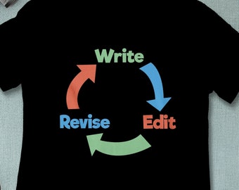 Regalo para escritor, Camisa de escritor divertido, Escribir editar revisar, Logotipo de reciclaje, Regalo de escritor divertido, Camisa para escritor, Camisa de regalo de autor