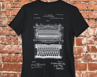 Typewriter Patent, Vintage Typewriter, Gift For Writers, Writer Shirt, Antique Typewriter, Writers Gift, Writing Shirt, WT Text